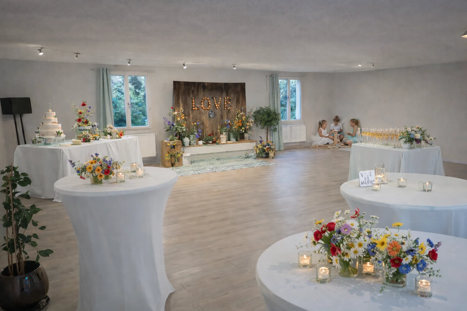 Accueil et buffet floral pour mariage