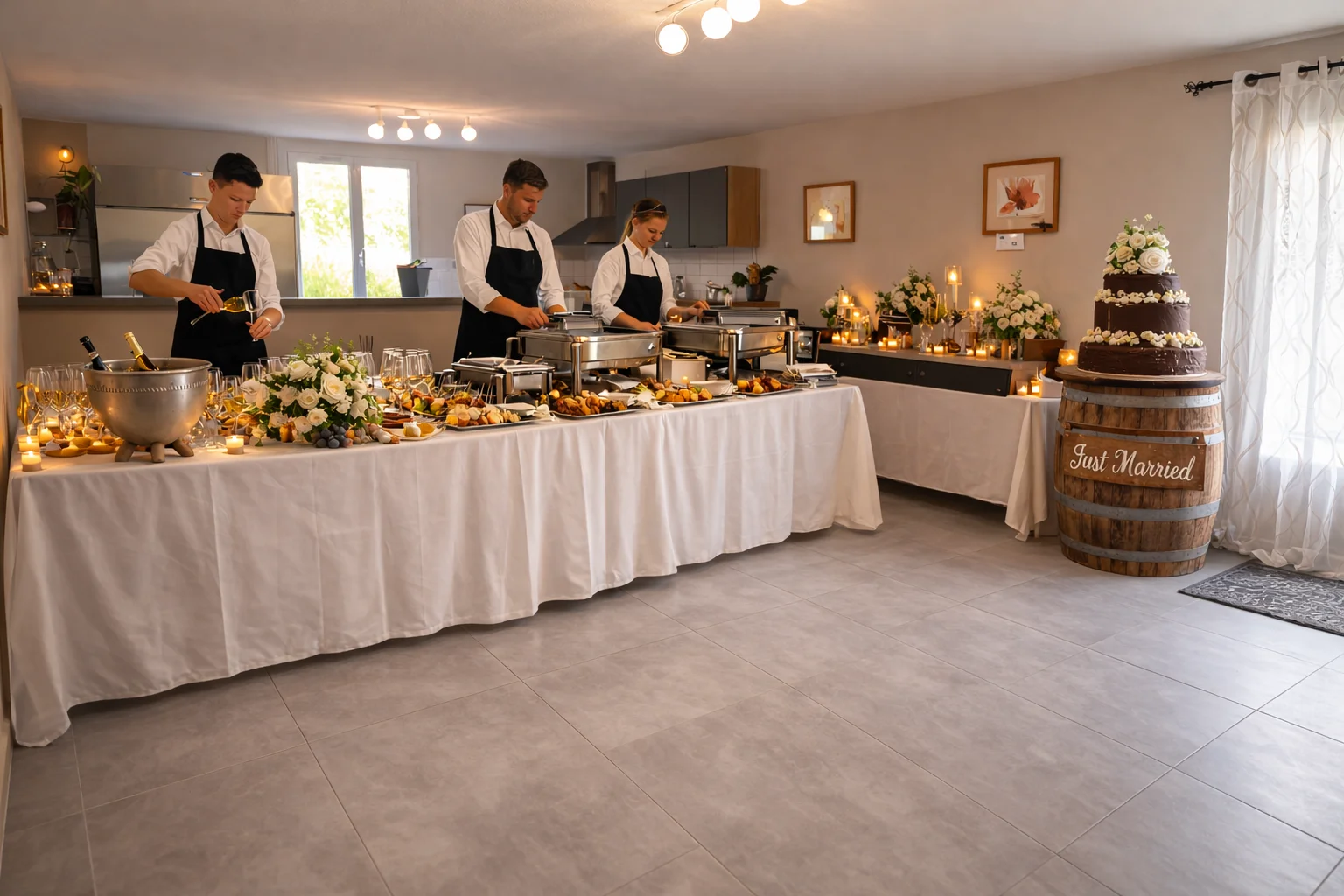 Buffet gastronomique lors d'un mariage