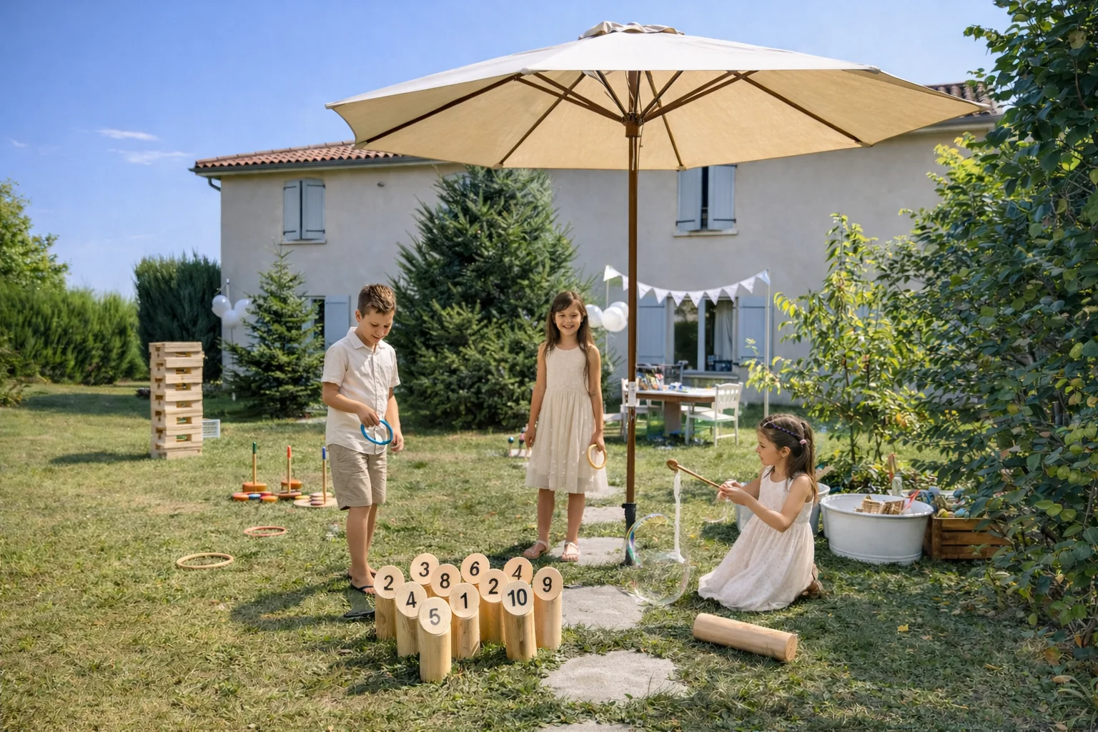 Jeux de jardin et espaces verts au Domaine de la Noiseraie