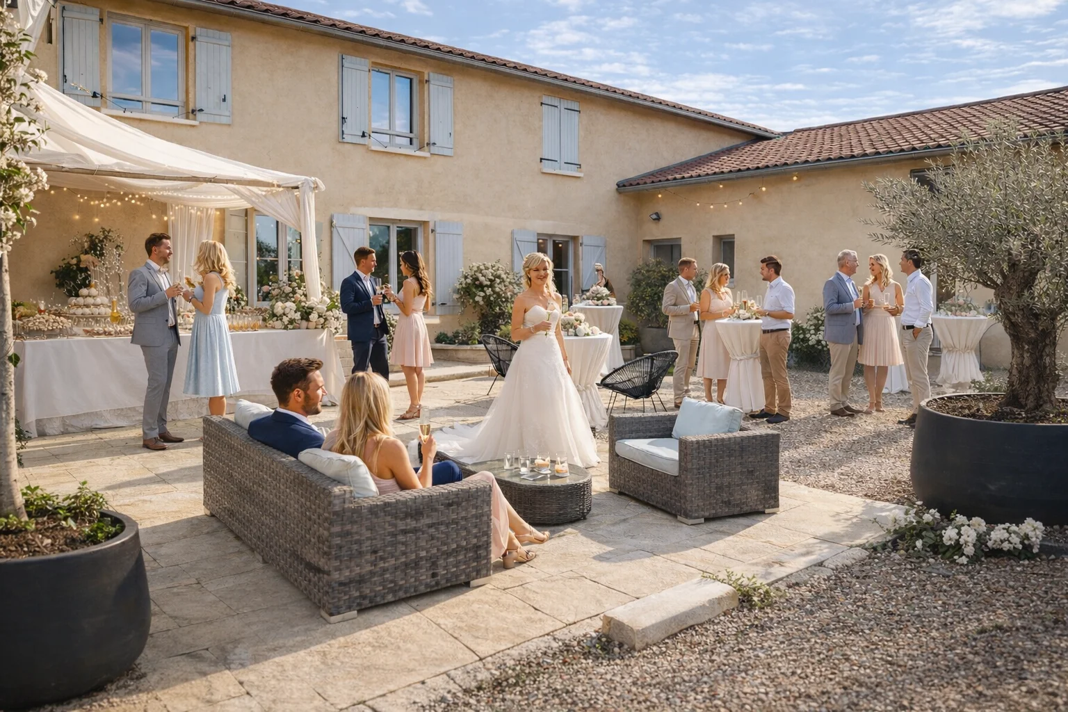 Mariage en terrasse au Domaine de la Noiseraie