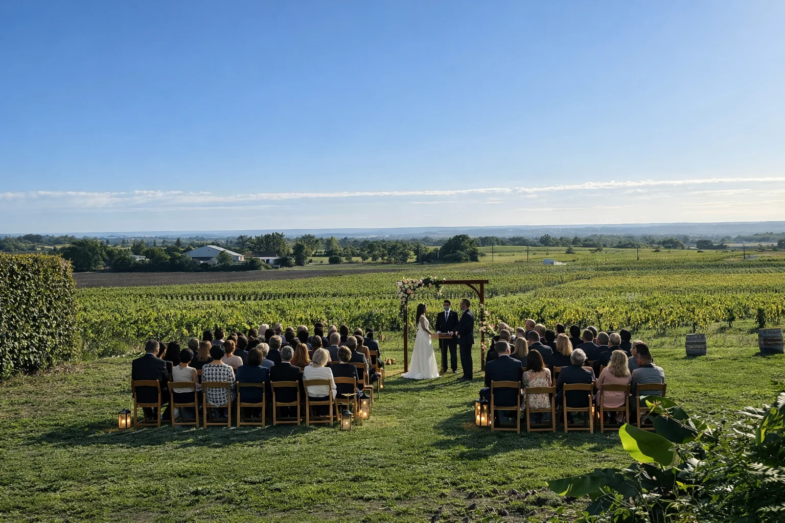 Mariage dans le vignoble ensoleillé du Beaujolais