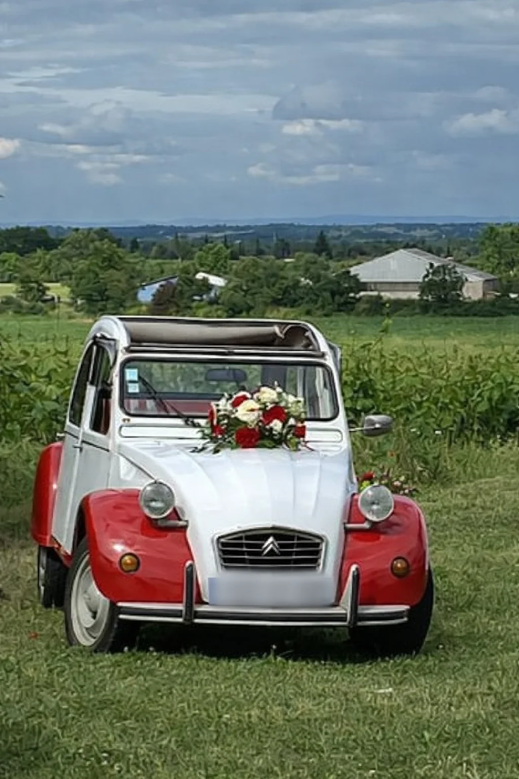Voiture des mariés au Domaine de la Noiseraie